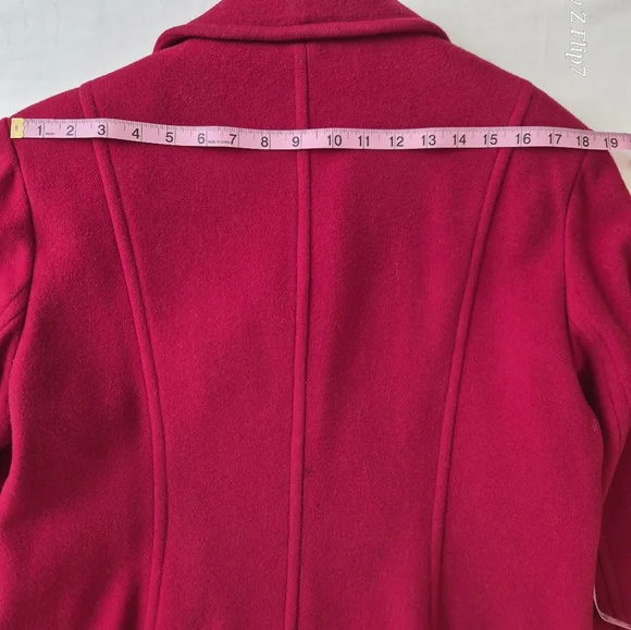 St. John’s Bay Fuchsia Pink Wool-Blend Pea Coat - Women's Large - Picture 4 of 11